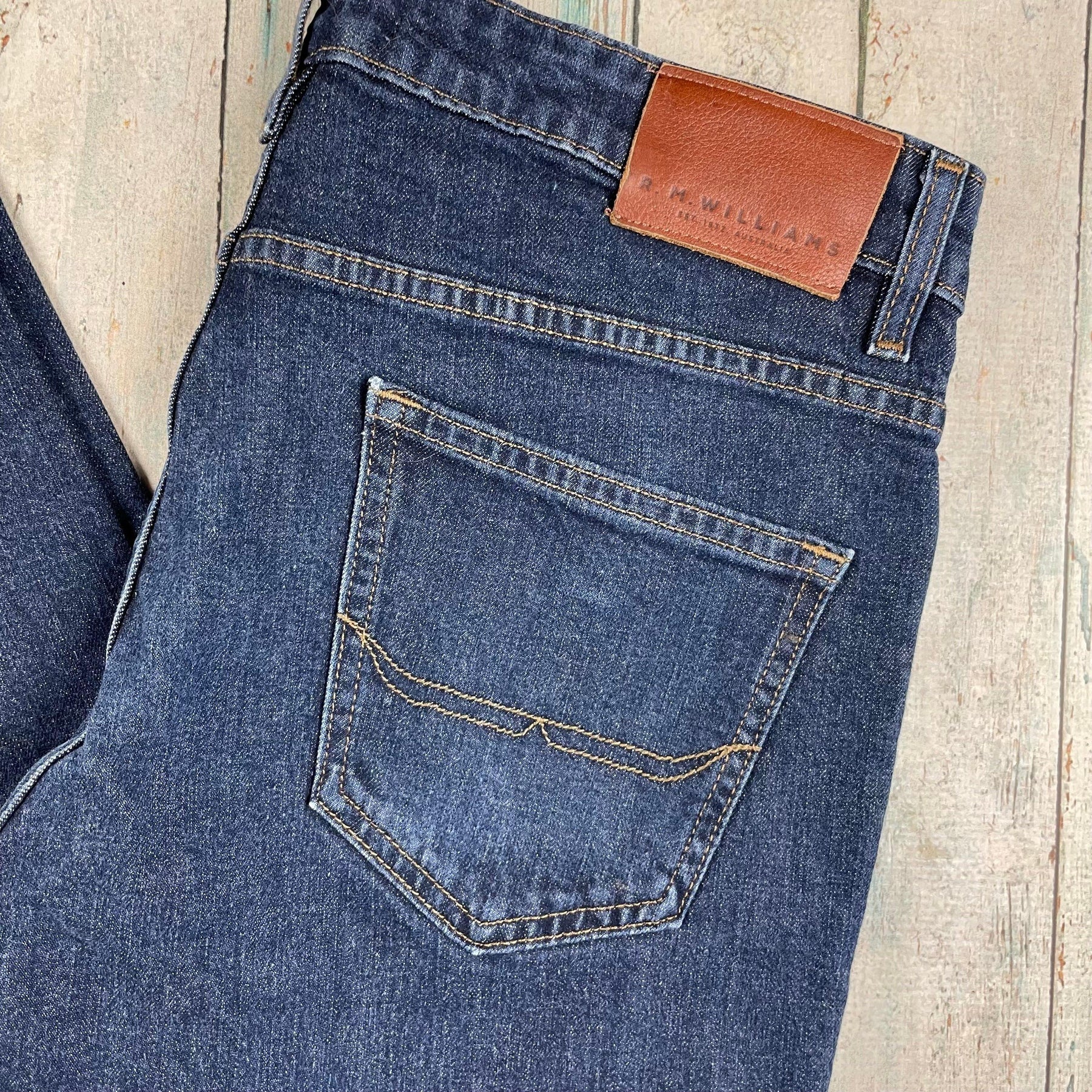 RM Williams Longhorn Jeans Pants Mens 34 R straight leg Denim Blue