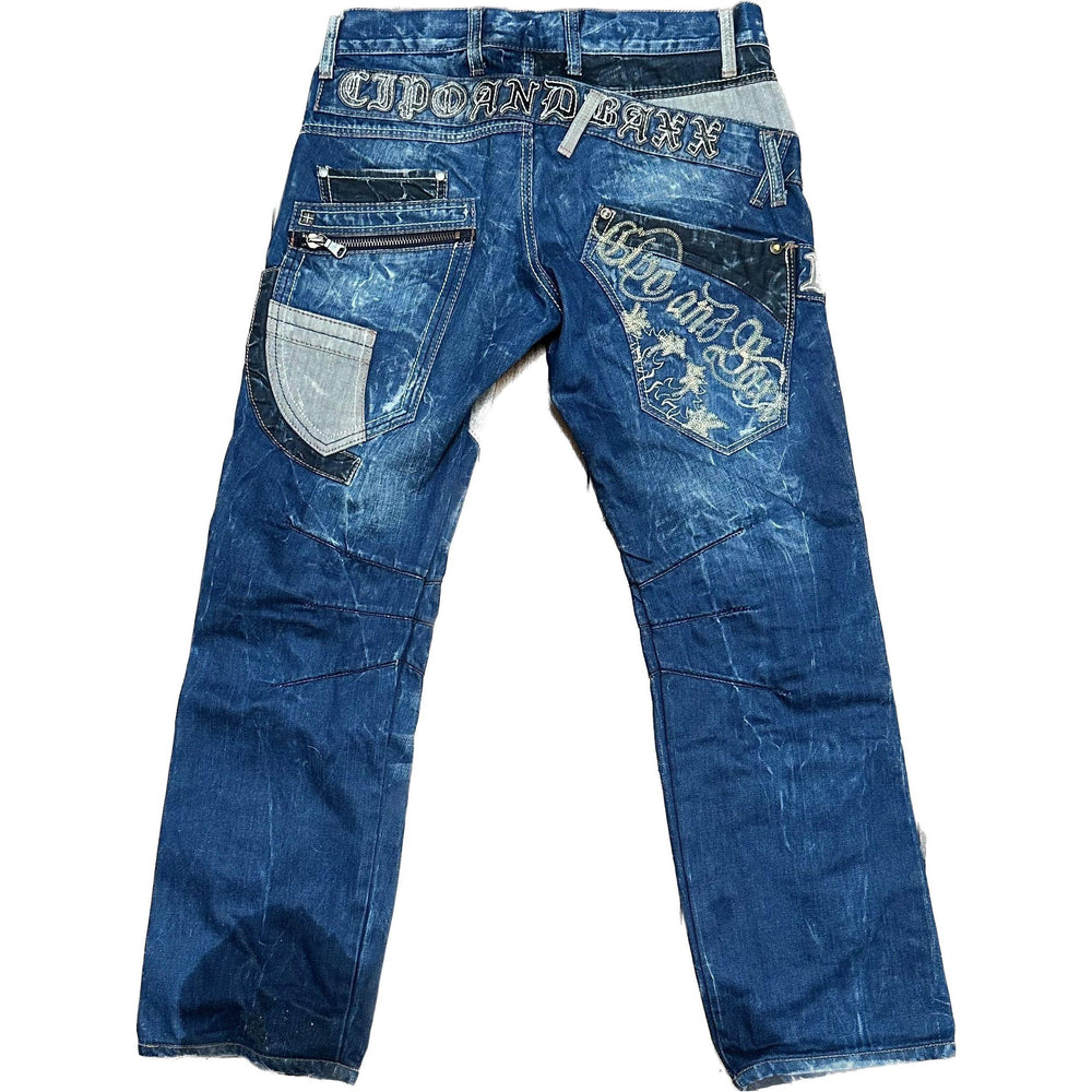 Cipo & Baxx Logo Seat Distressed Straight Jeans -Size 33 - Jean Pool