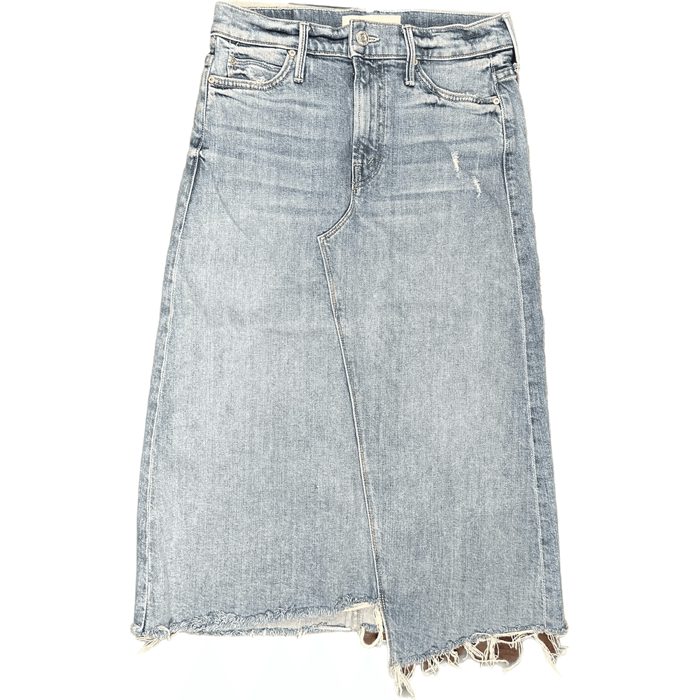 Mother Jeans 'The Straight A Step Midi Fray Skirt' Misbeliever Wash - Size 25 or 7AU - Jean Pool