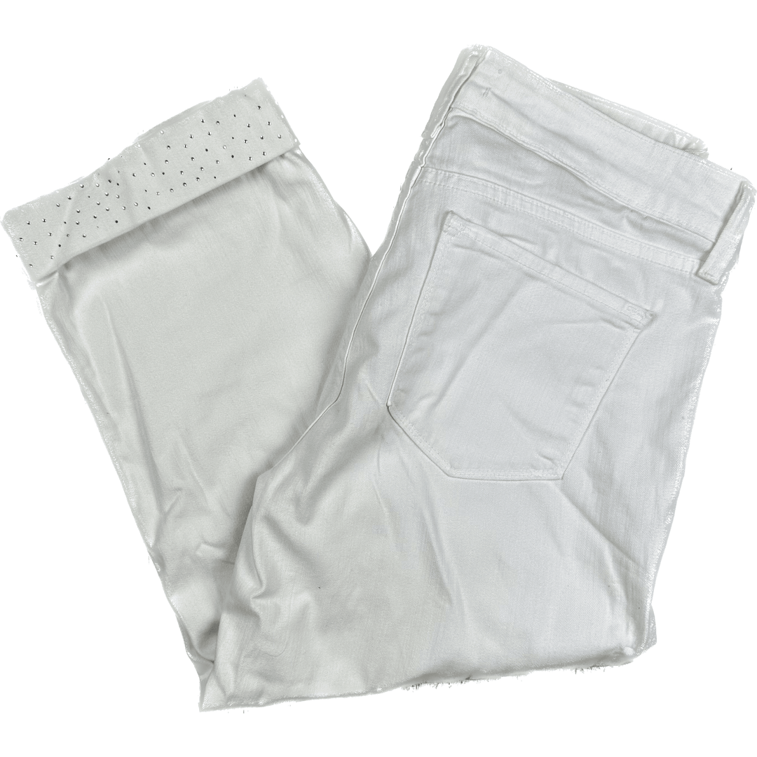 NYDJ Lift & Tuck Cropped Cuffed White Jeans -Size US 6 or 10 AU - Jean Pool
