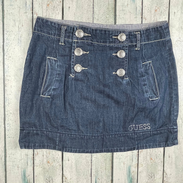 Guess Girls Denim Sailor Styled Mini Skirt- Size 12Y - Jean Pool