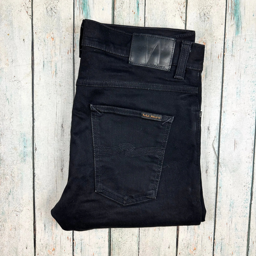 Nudie 'Lean Dean' Dry Cold Black Wash Organic Cotton Jeans- Size 32 Crop - Jean Pool