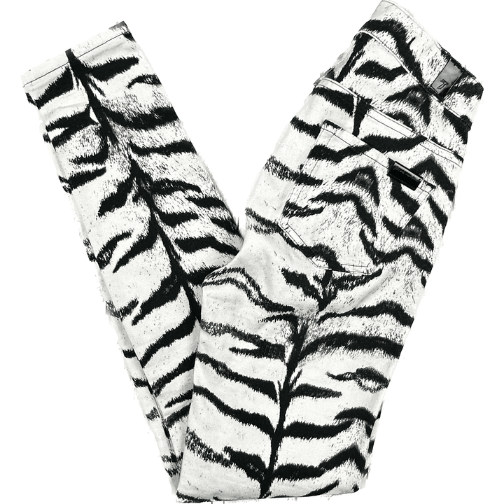 7 for all Mankind X Giambattista Valli - Tiger Print Skinny Jeans Size- 25 - Jean Pool