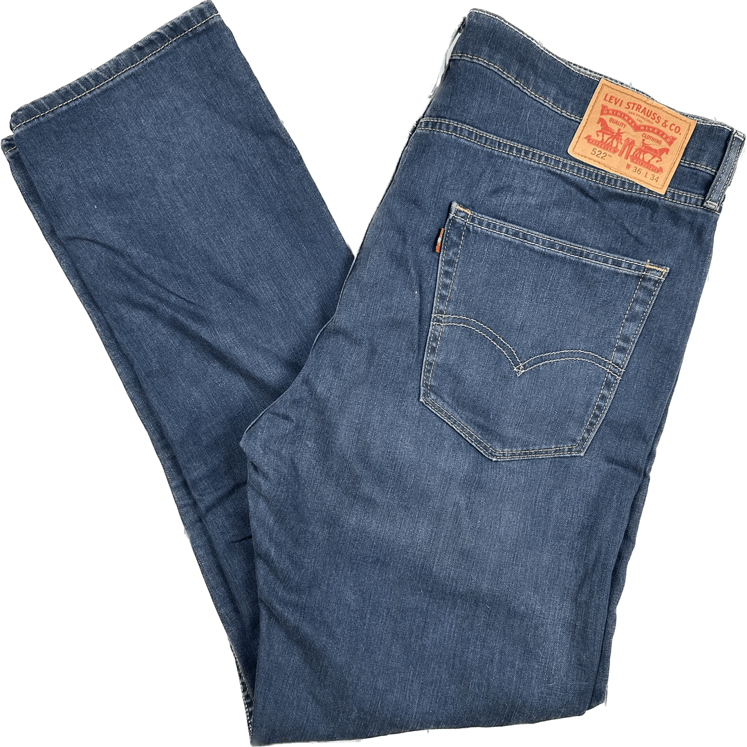 Levis Slim Straight 522 Denim Stretch Jeans - Size 36/34 - Jean Pool