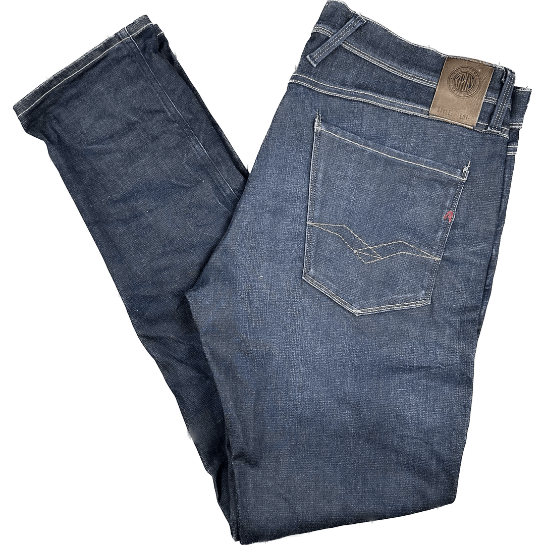 Replay Italy Mens 'Anbass' Dark Wash Jeans- Size 38/34 - Jean Pool