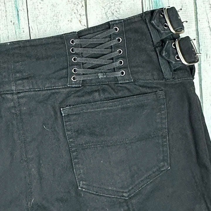 Sass & Bide Corset Waist Side Buckle Black Jeans -Size 32 - Jean Pool