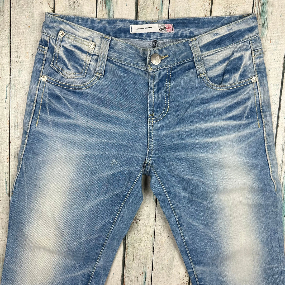 Evisu Japan Ladies Logo Pocket Lo Rise Denim Jeans - Size 29 – Jean Pool