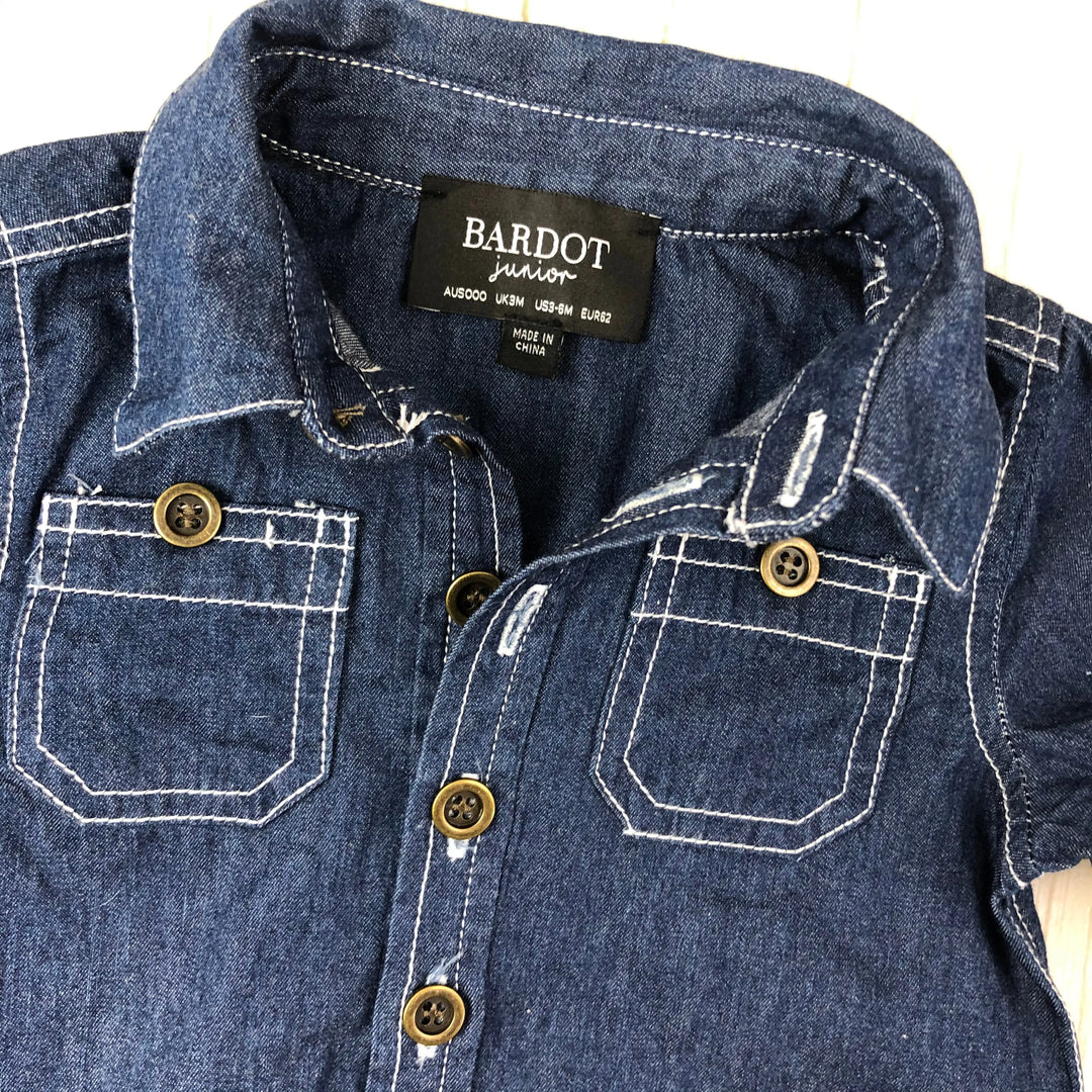 Bardot Junior Denim Boilersuit Jumpsuit- Size 3M - Jean Pool