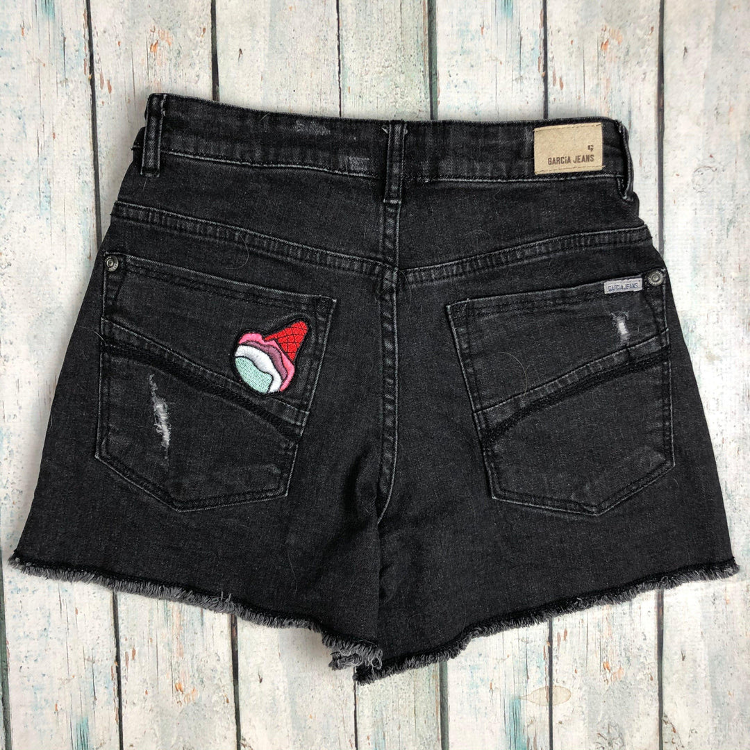 Girls Garcia Jeans Embroidered Patch Denim Shorts- Size 12 - Jean Pool