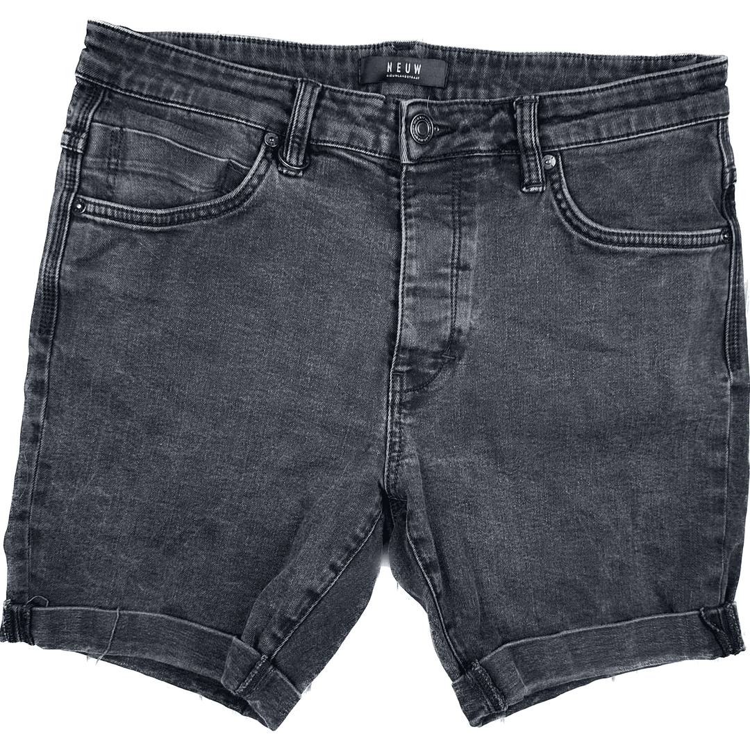 Mens NEUW 'Ray Tapered' Washed Black Stretch Shorts - Size 32 - Jean Pool