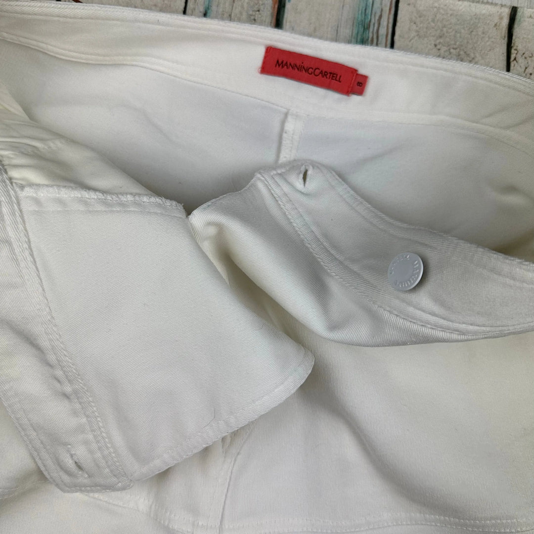 Manning Cartell Australian Made White Tapered Wrap Waist Jeans- Size 8 - Jean Pool