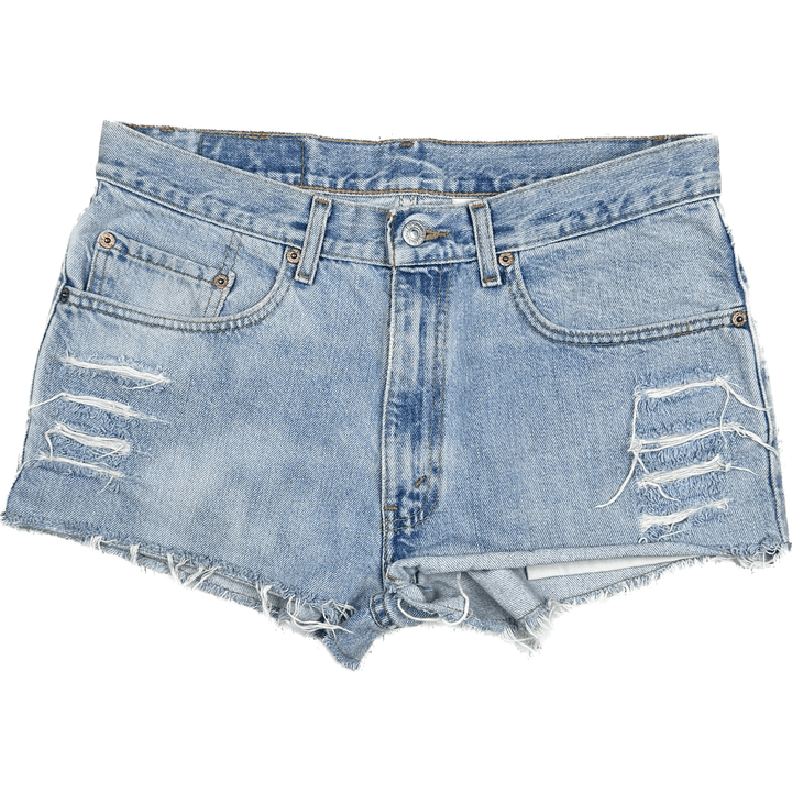 Levis 550 Ladies Distressed Denim Shorts ( Reworked) - Size 31 - Jean Pool