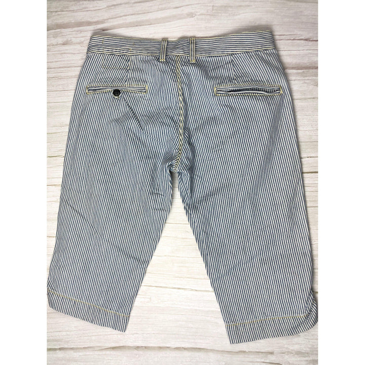 Ladies Ra-re Ticking Stripe Long Nautical Denim Shorts - Size 28 - Jean Pool