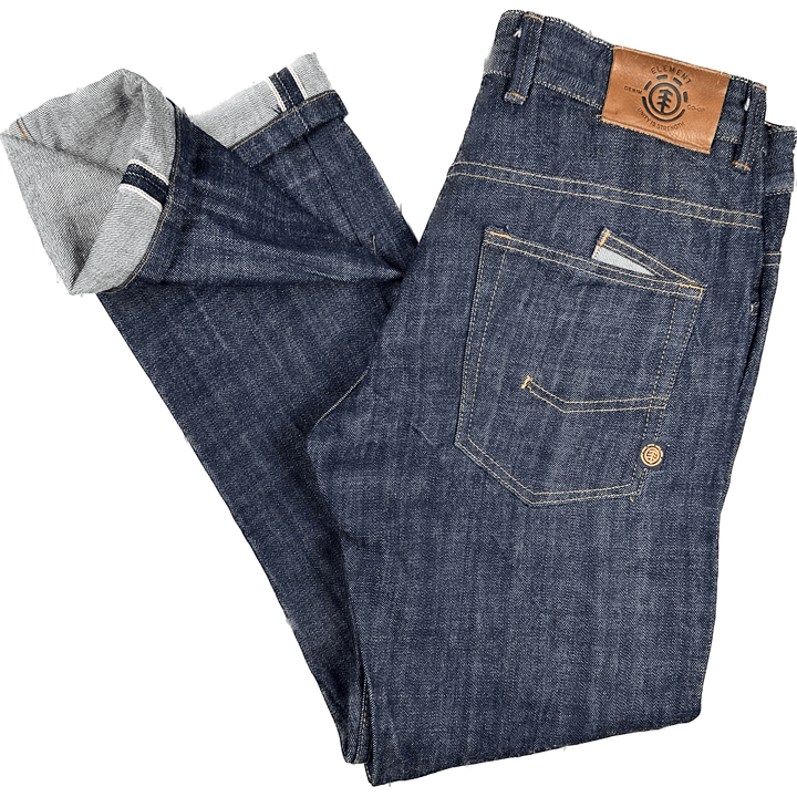 Element Mens Selvedge Straight Leg Denim Jeans - Size 34 - Jean Pool