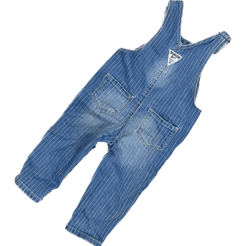 Osh Kosh Classic Bib & Brace Vestbak Pinstripe Denim Overalls - Size 12M - Jean Pool