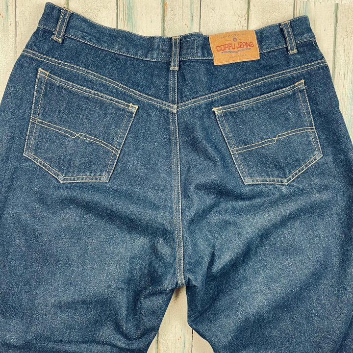 Vintage Corfu Blue 'Stretchies' 90's Mom Jeans - Size 18 - Jean Pool