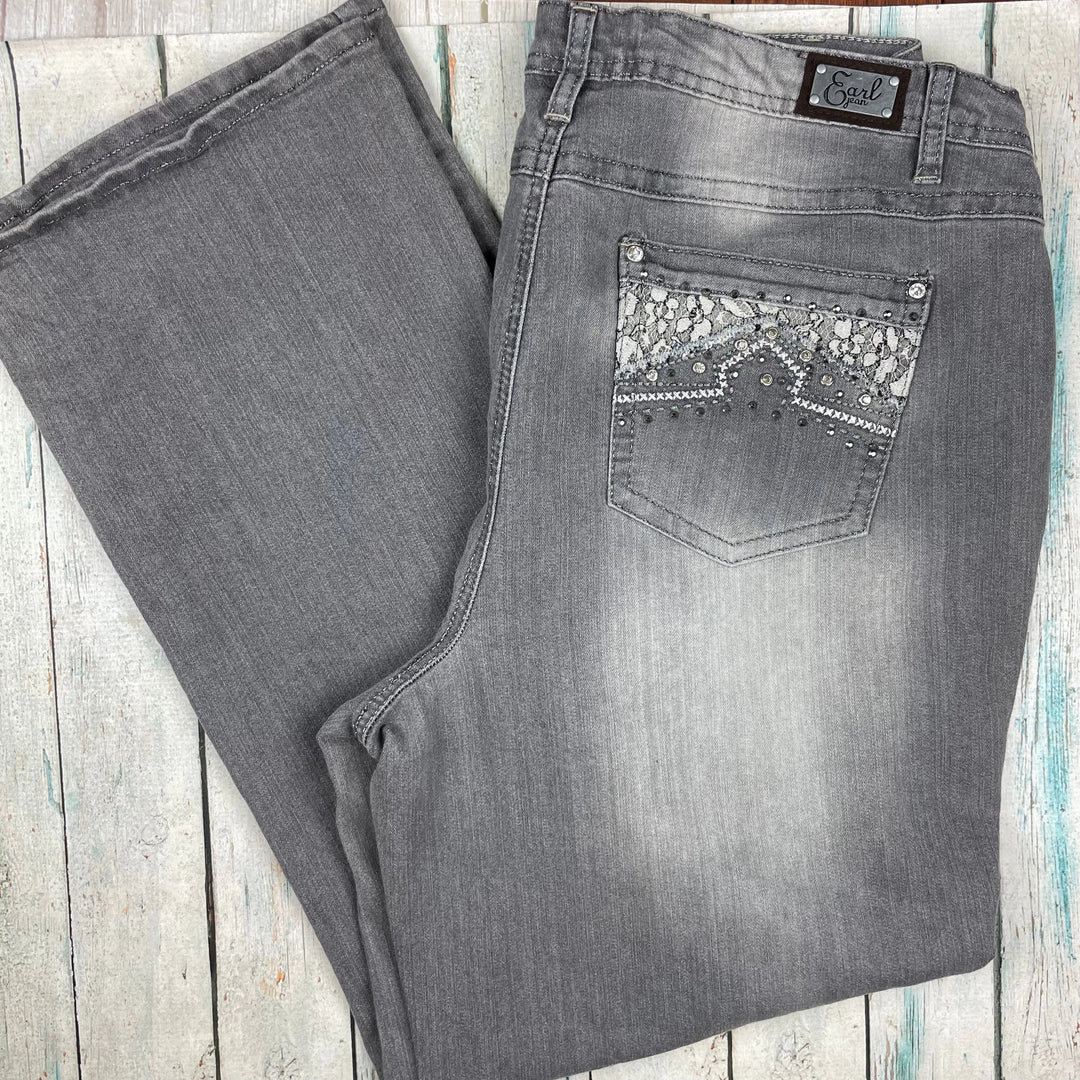 Earl USA Rhinestone & Lace Pocket Straight leg Jeans- Size 22 - Jean Pool