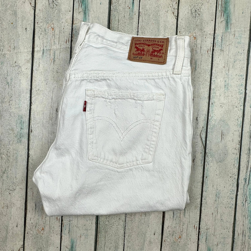 Levis Classic '501 CT' Ladies White Customized & Tapered - Size 27 - Jean Pool