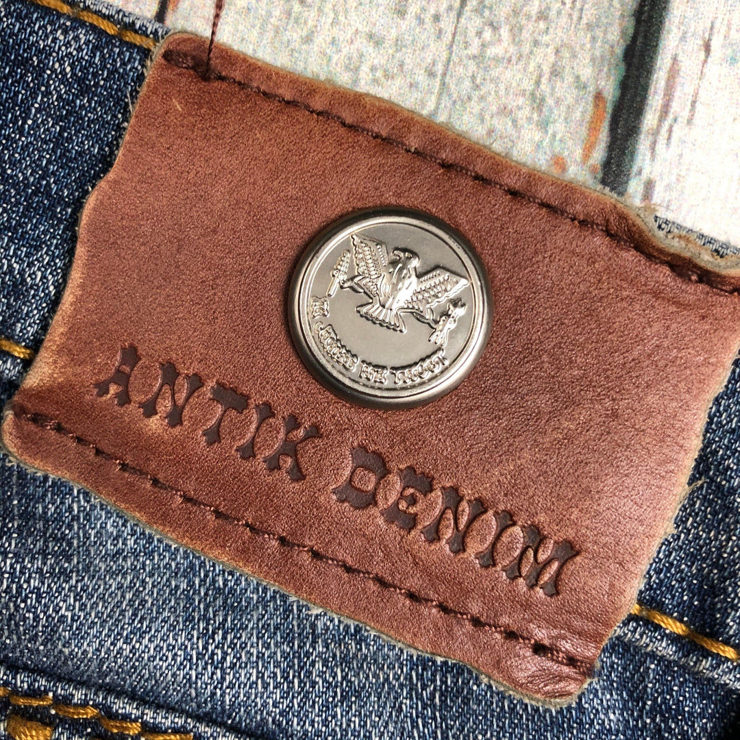 Antik Denim USA Leather Applique Flap Pocket Jeans- Size 24 Short-Jean Pool