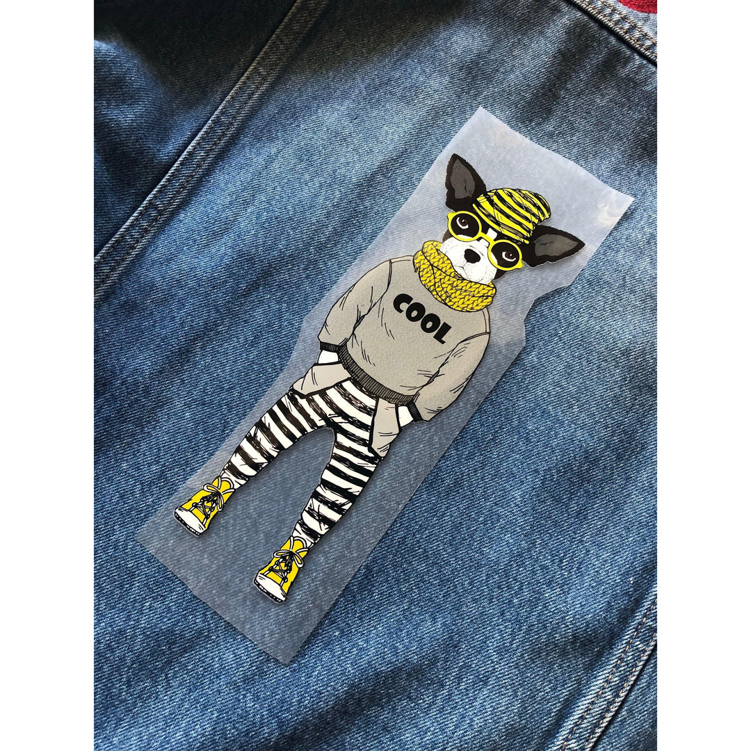 Boston Terrier Hipster- Iron on Patch-Jean Pool