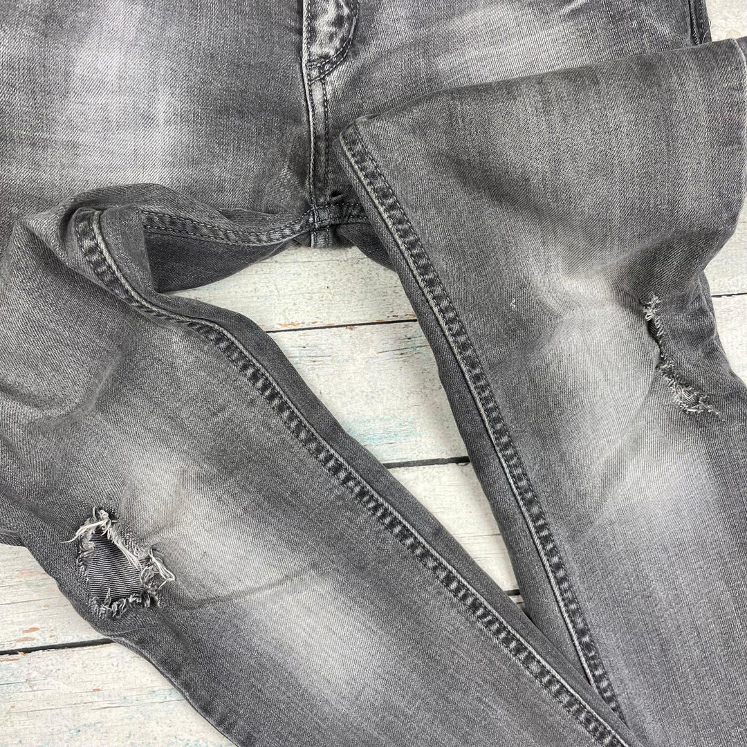Stradivarius Grey Distressed Stretch Skinny Jeans -Size 10 - Jean Pool