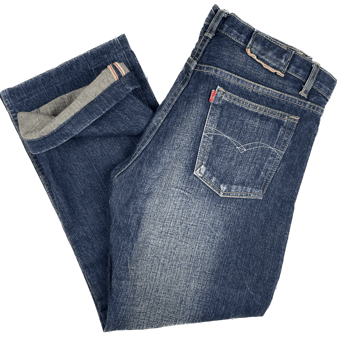Series Jeans Mens Selvedge Straight leg Crop Denim Jeans - Size 34 - Jean Pool