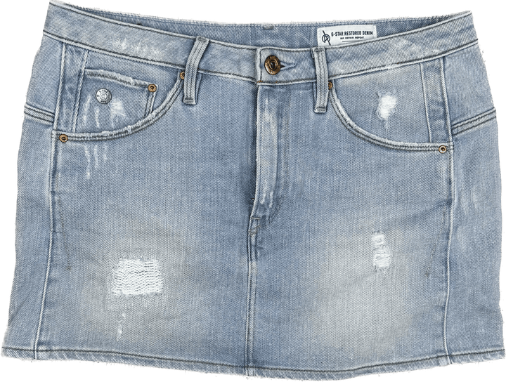 G Star Raw 3301 'Arc Mid Straight' Stretch Denim Mini Skirt - Size 27 - Jean Pool