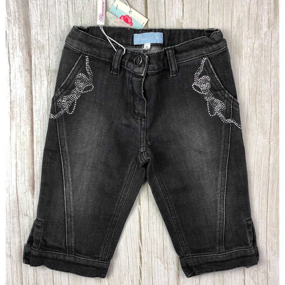 NWT- Blumarine Baby Girls Black Knickerbocker Jeans - Size 2-Jean Pool