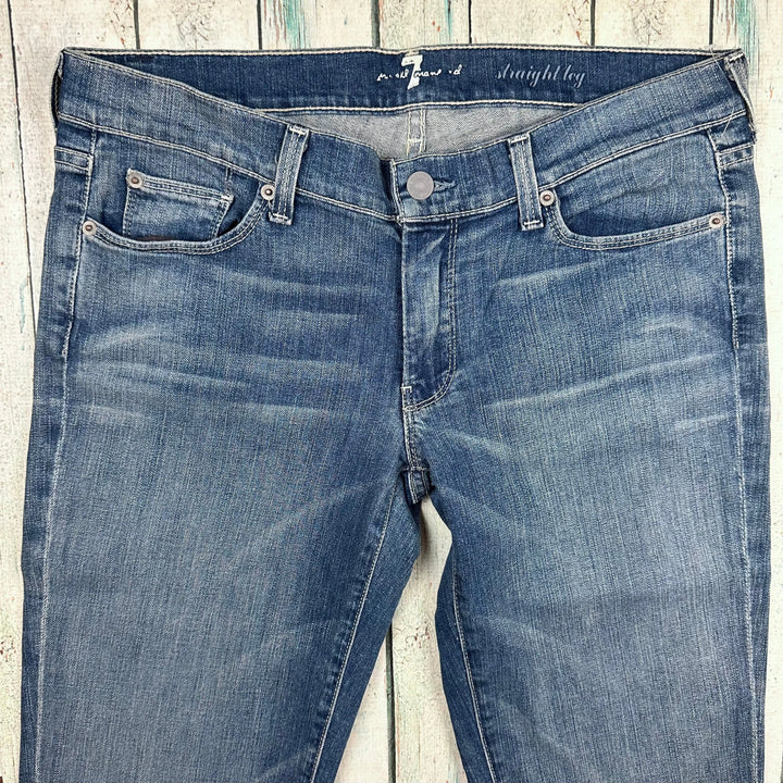 NEW- 7 for all Mankind 'Straight Leg' Distressed Jeans Size- 31 - Jean Pool