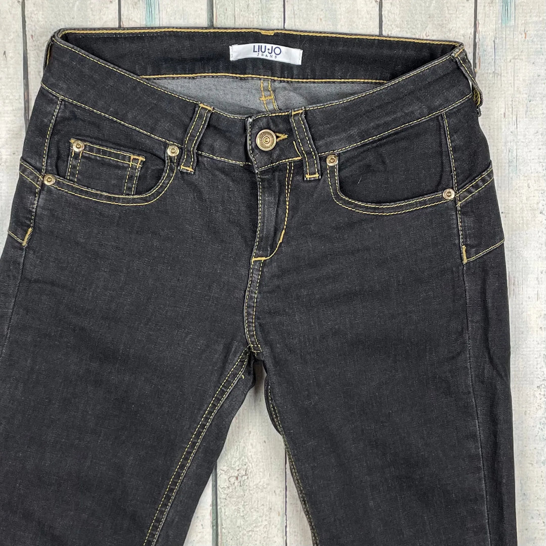 LUI-JO Italian Crystal Stud Charcoal Stretch Skinny Jeans -Size 26 - Jean Pool