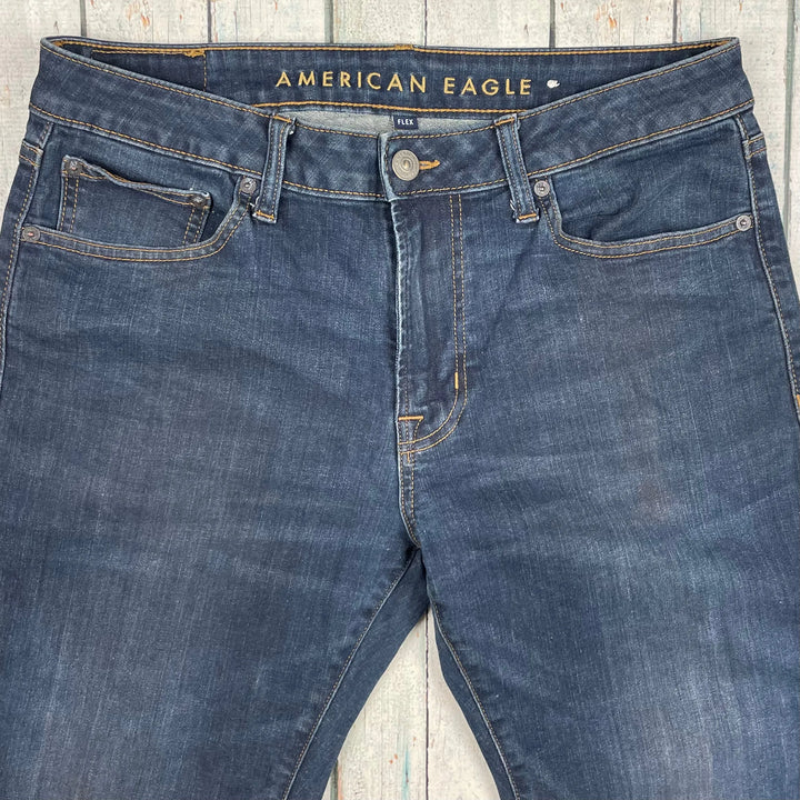 American Eagle ' Flex' Stretch Original Straight Leg Jeans - Size 32 - Jean Pool