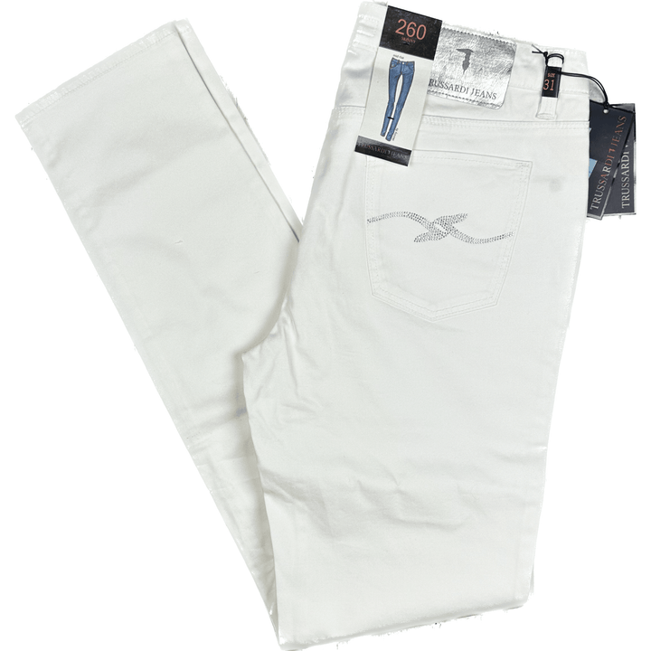NWT - Trussardi Jeans - Stunning Italian Embellished '260 Skinny' White Jeans -Size 31 - Jean Pool