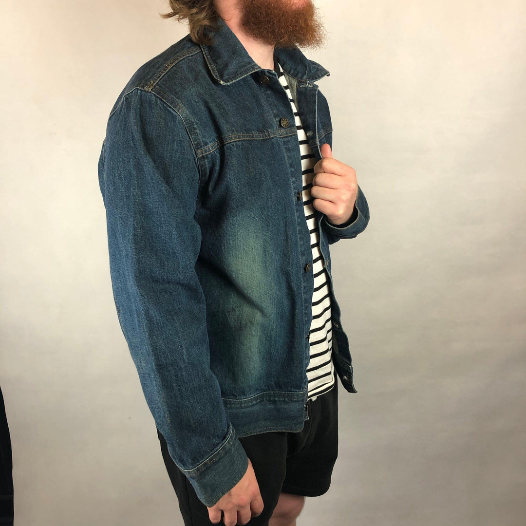 Prank Mens Classic Shirt Shape Denim Jacket - Size L-Jean Pool