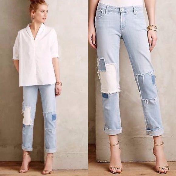 NWT - Paige Denim 'Jimmy Jimmy Boyfriend Skinny' Powell Patched Wash - Size 27 - Jean Pool