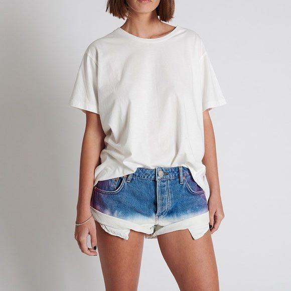 NWT - One Teaspoon 'Hollywood Dip Dye Bandits' Rolled Cuff Shorts - Size 32" - Jean Pool