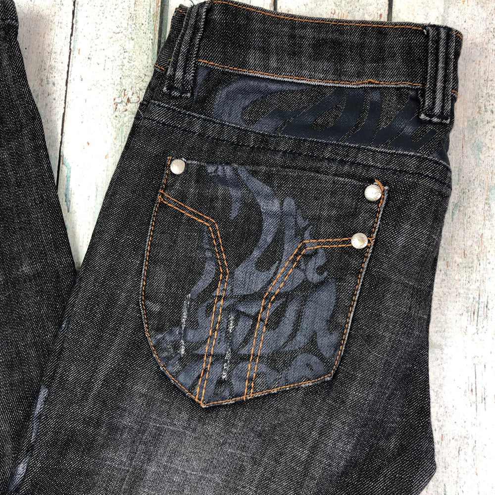 Miss Sixty Black Print Jeans- Size 26-Jean Pool
