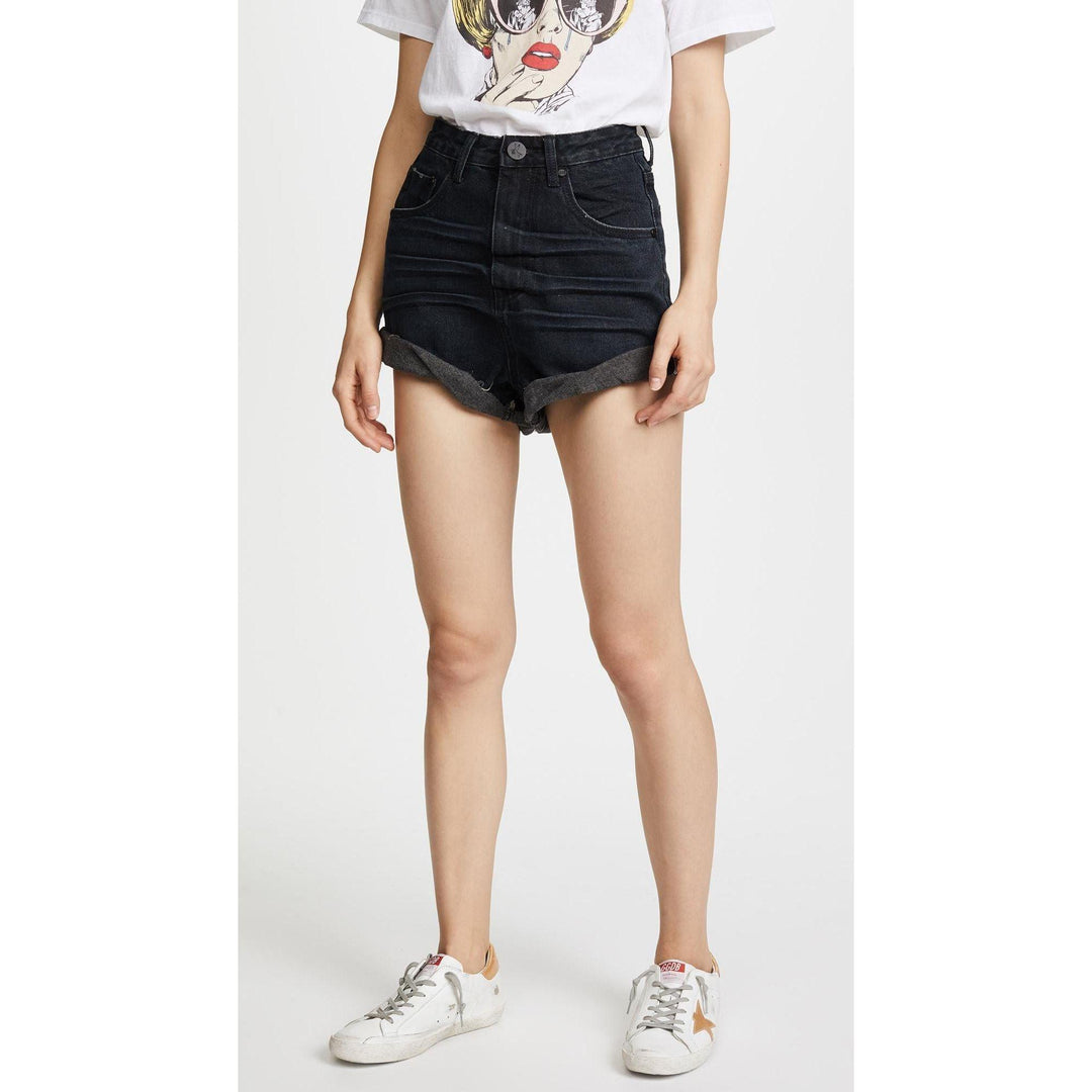 NWT- One Teaspoon Black High Waist Bandits Raw Hem Shorts Size