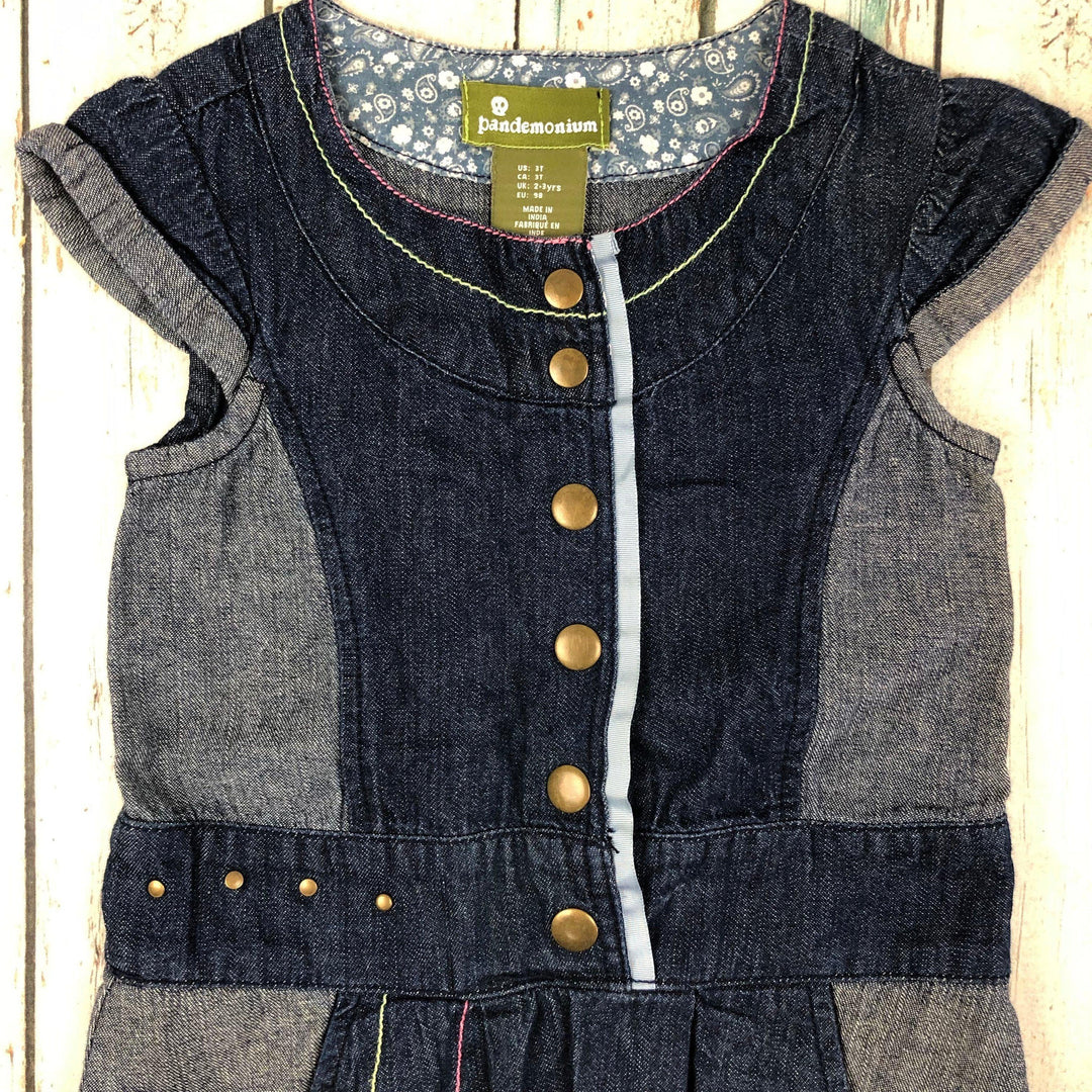 Pandemonium Toddler Patch Denim Dress - Size 2/3-Jean Pool