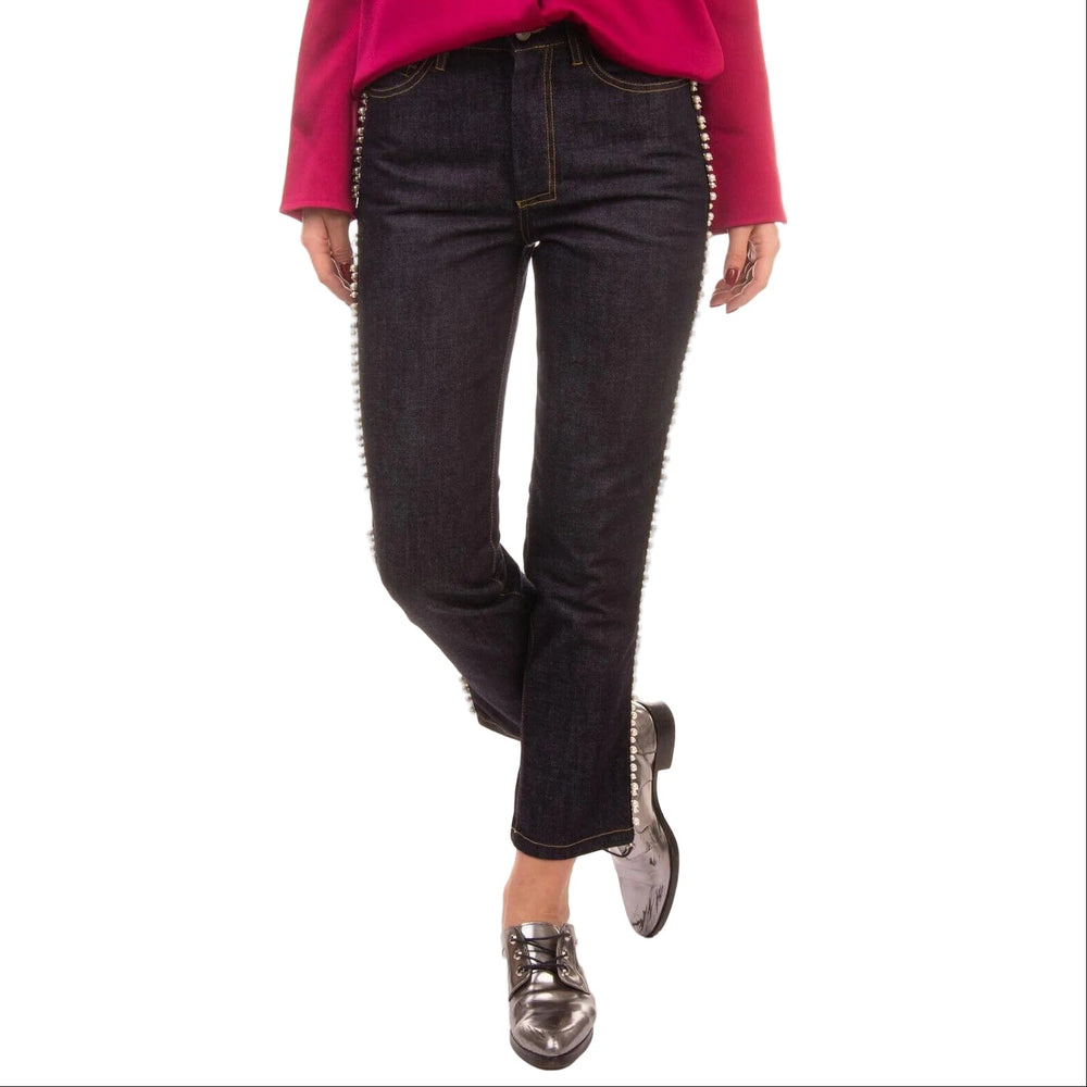 NWT - Paul & Joe - Stunning Italian 'Ontario' Pearl Trim Raw Denim Jeans -Size 26-Jean Pool