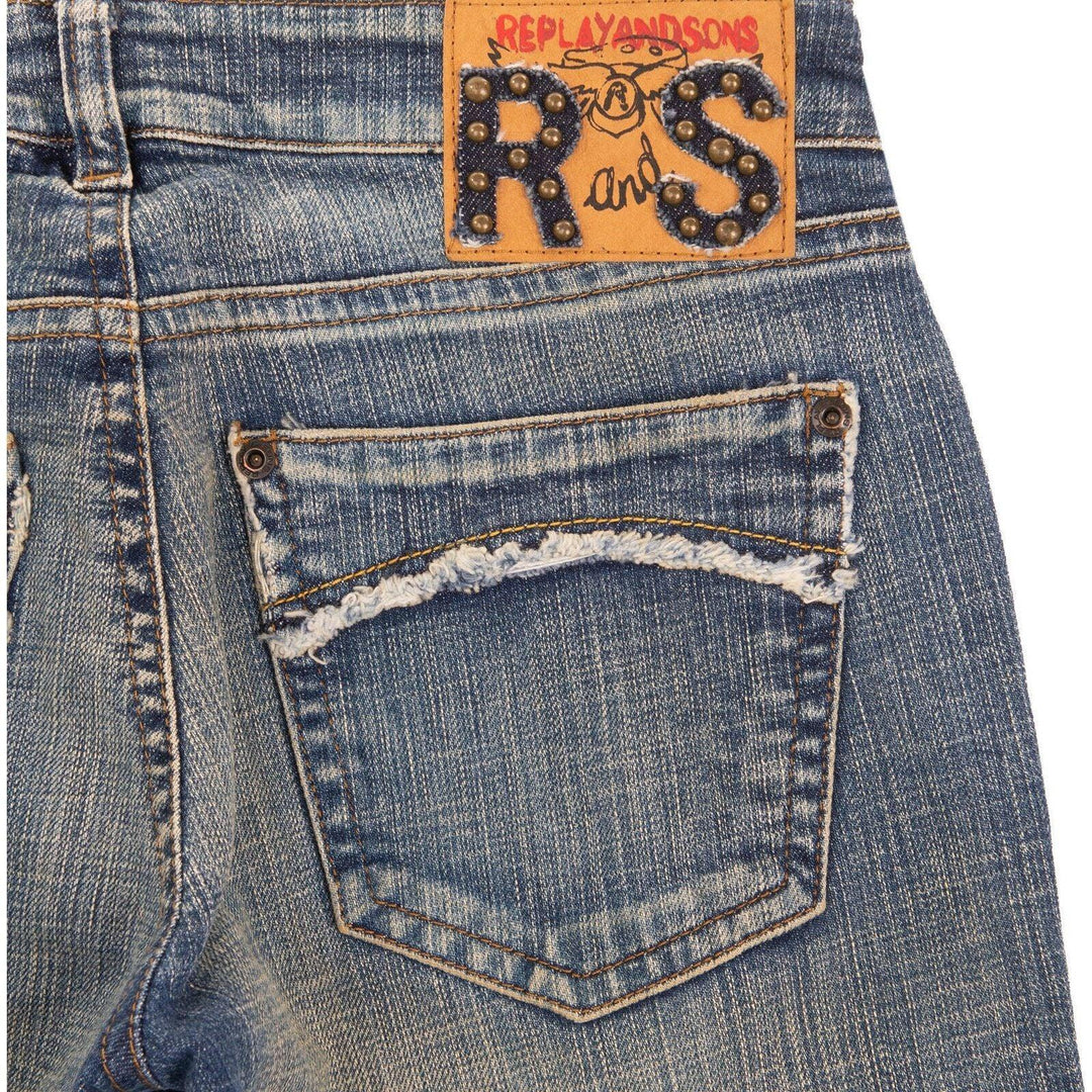 NEW - Replay & Sons Italy Western Style Distressed Cropped Capri Jeans - Size 12Y (38) - Jean Pool