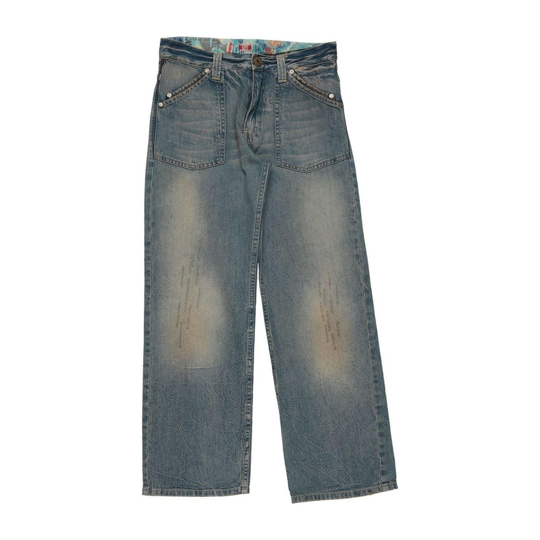 NWT - RA-RE Italian Boys 'Bordone' Distressed Leather Pocket Jeans - Size 14 - Jean Pool