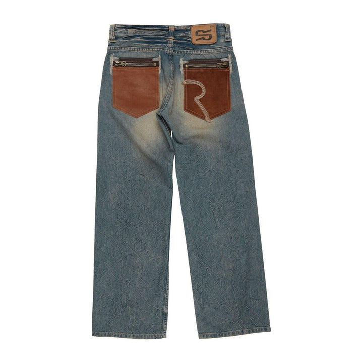 NWT - RA-RE Italian Boys 'Bordone' Distressed Leather Pocket Jeans - Size 14 - Jean Pool