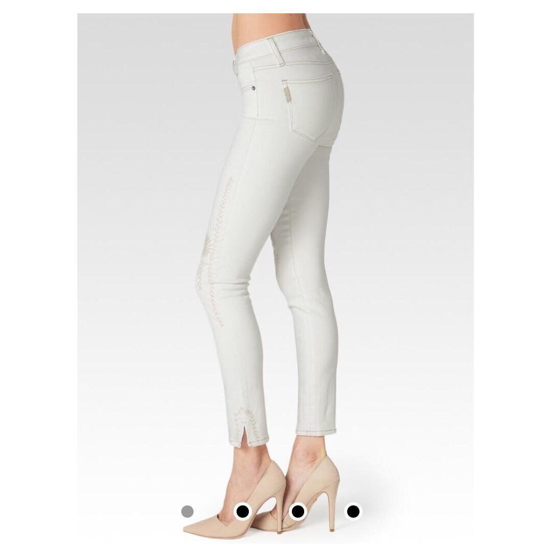 NWT- Paige Denim 'Verdugo Ankle' Ivory Fleur Embroidered Jeans- Size 24 - Jean Pool