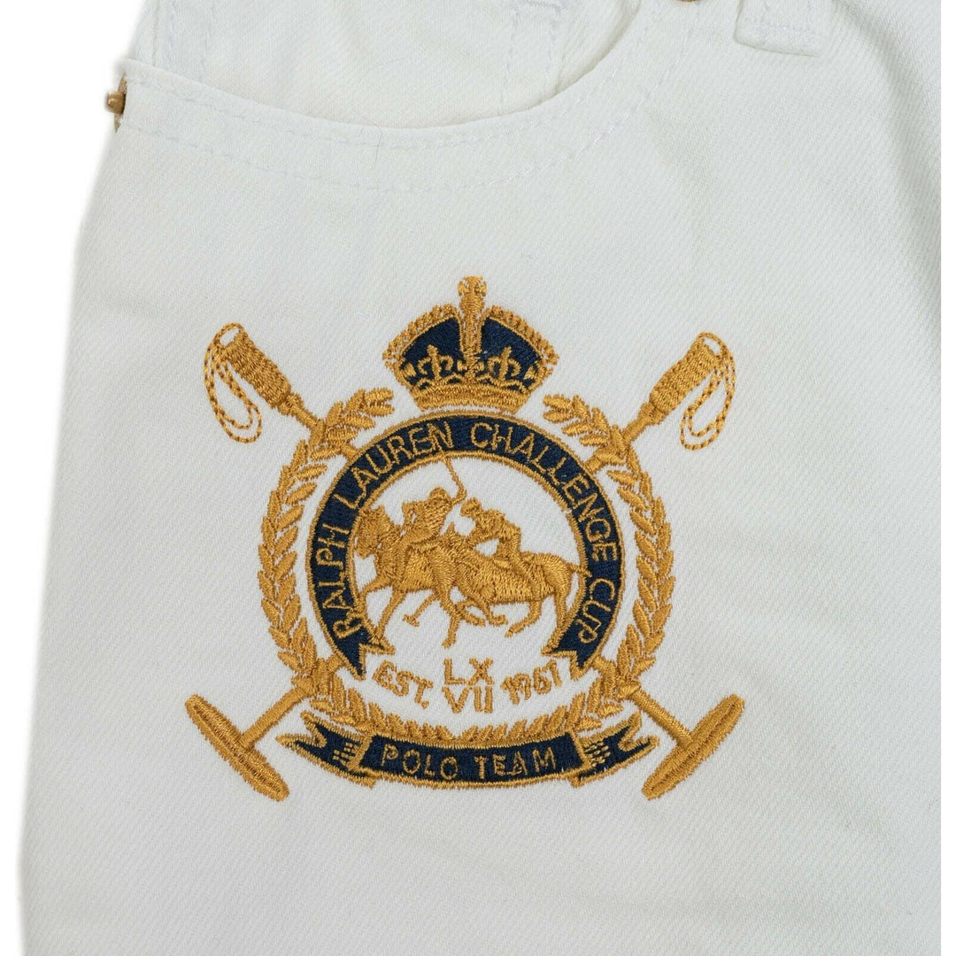 NEW- Ralph Lauren Polo 'Polo Team' White Denim Skirt - Size 6 Years - Jean Pool