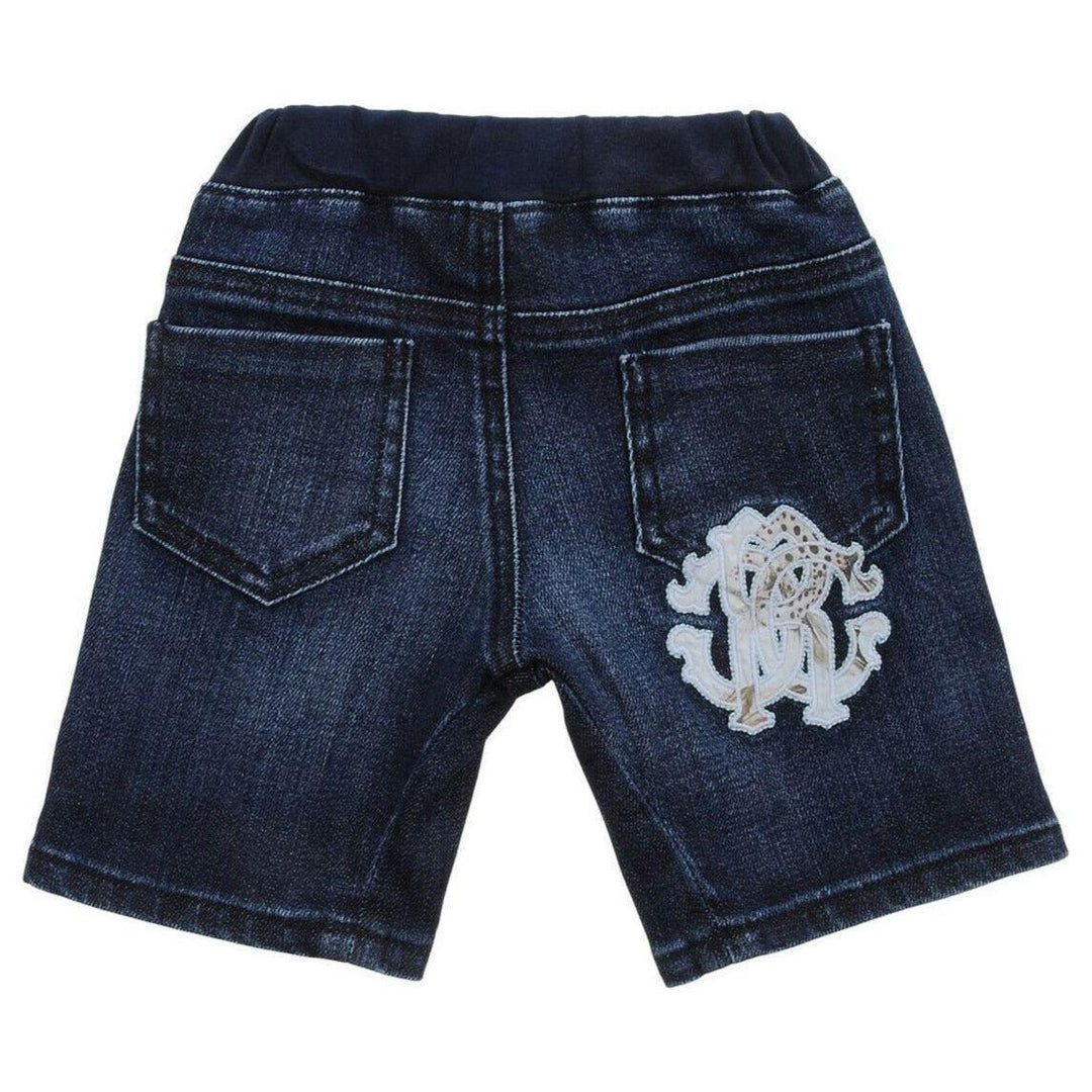 NWT - Roberto Cavalli Logo Pocket Denim Shorts- Size 9M - Jean Pool