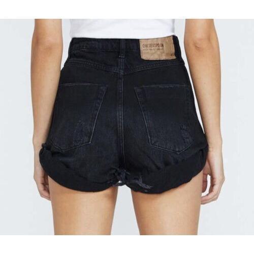 NWT- One Teaspoon Black High Waist Bandits Raw Hem Shorts - Size 24" - Jean Pool