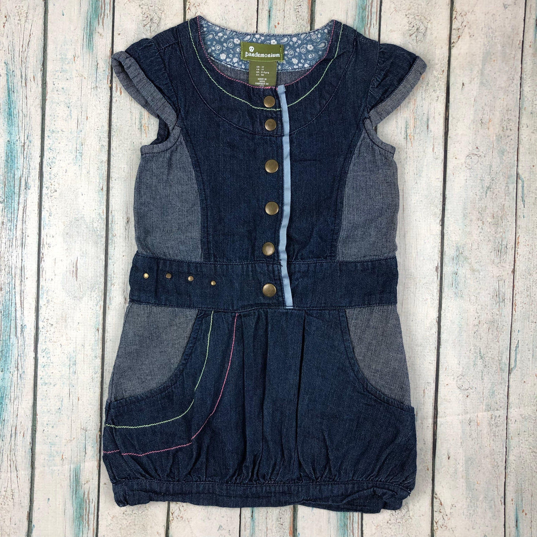 Pandemonium Toddler Patch Denim Dress - Size 2/3-Jean Pool